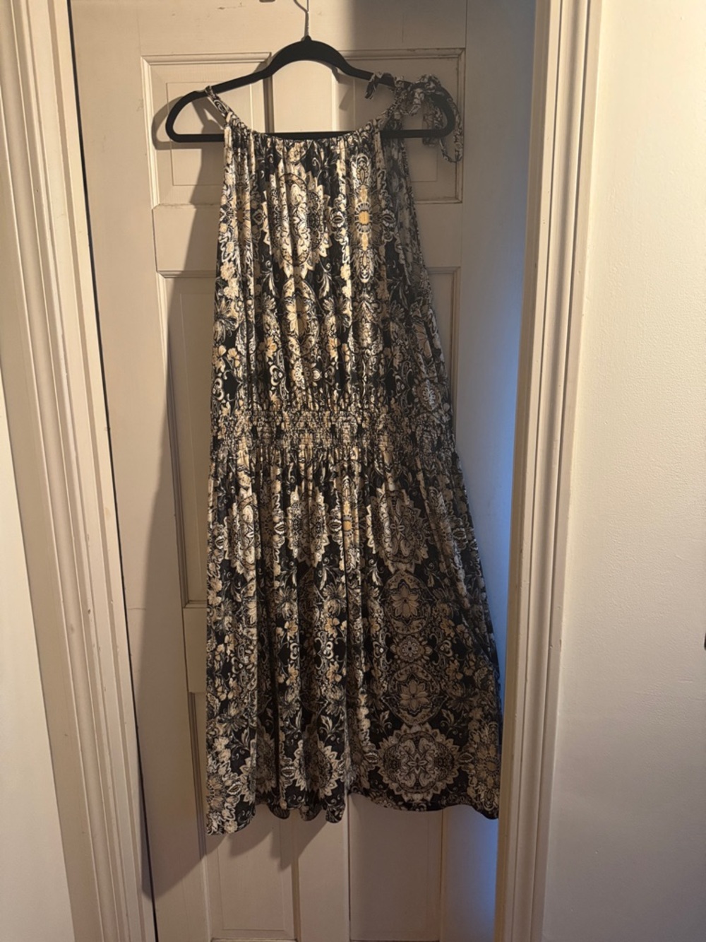 Black and Cream Printed Mini Dress